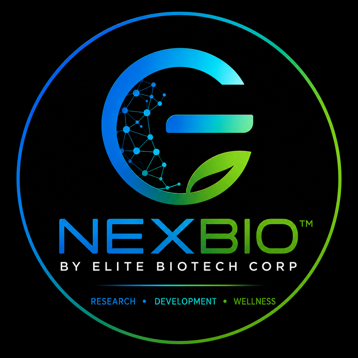 Logotipo circular de NexBio by Elite Biotech Corp
